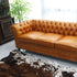 Oliver Gold Brown Leather Sofa 3 Seater Vintage Luxury Couch