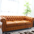 Oliver Gold Brown Leather Sofa 3 Seater Vintage Luxury Couch