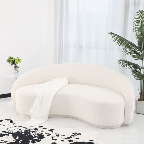 Parca Boucle 3 Seater Sofa Crescent Shaped Curved