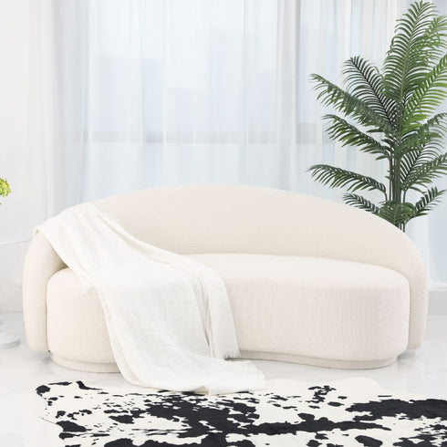 Parca Boucle 3 Seater Sofa Crescent Shaped Curved