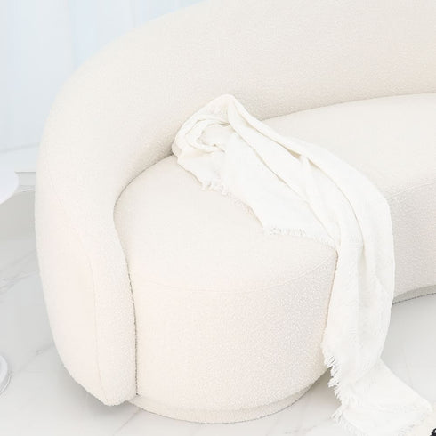 Parca Boucle 3 Seater Sofa Crescent Shaped Curved