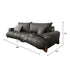 Patty Black Calf Leather 3 Seater Sofa Puff Curved Couch