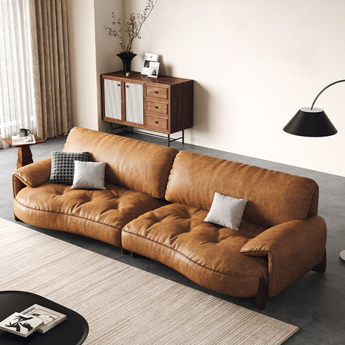 Peter Genuine Leather Luxury 3 Seater Sofa Brown Arm Couch