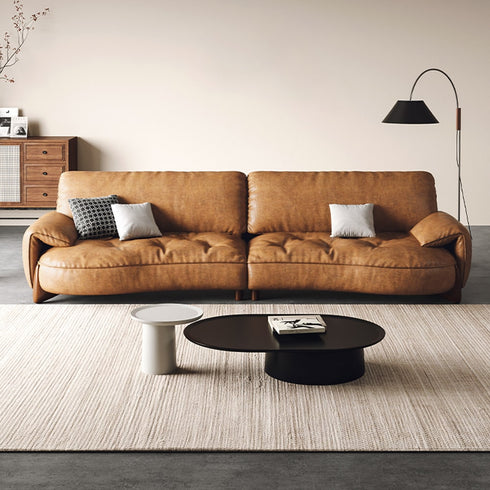 Peter Genuine Leather Luxury 3 Seater Sofa Brown Arm Couch