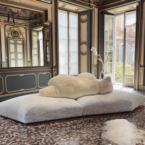 Polar Bear Hug Luxury Sofa Cloud Fabric Special Design 4 Seater Couch