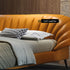 Rachal Sector Shaped Headboard Calf Leather Bed Frame