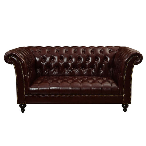 Ramona Tan Leather Loveseat Sofa Brown Luxury Couch