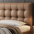 Randy Grid Shaped Headboard Calf Leather Bed Frame