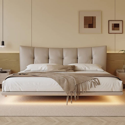 Ryan Calf Leather Simple Floating Bed Frame