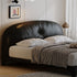 Selina Calf Leather Modern Upholstered Headboard Bed Frame