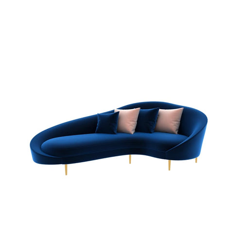 Simpson Velvet 3 Seater Sofa Curved Fashion Couch