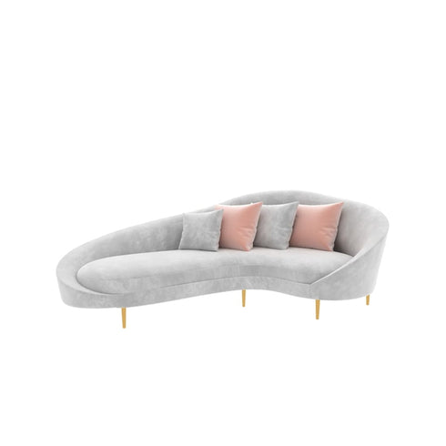 Simpson Velvet 3 Seater Sofa Curved Fashion Couch