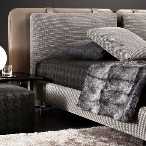 Stephen Microfiber Leather Spliced Headboard Bed Frame