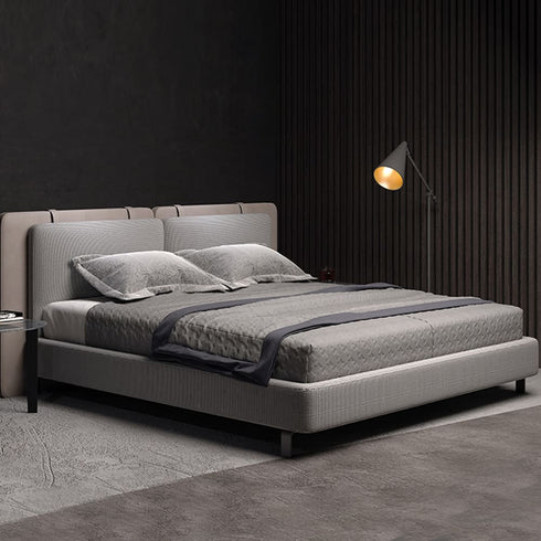 Stephen Microfiber Leather Spliced Headboard Bed Frame