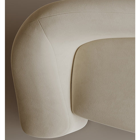 Vinson Beige Teddy Fleece Simple Curved Creative 3 Seater Sofa Designer Couch