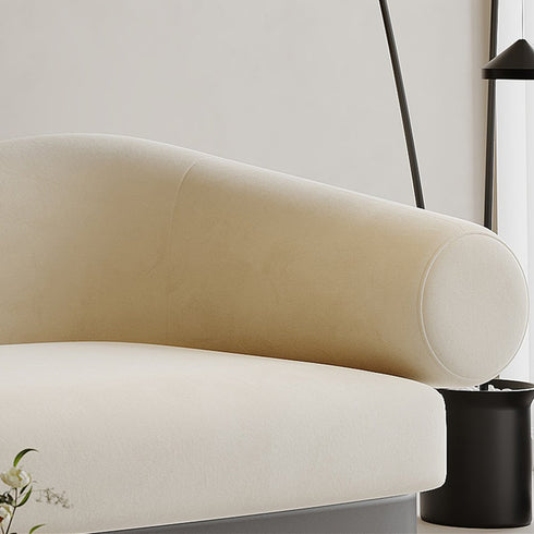 Vinson Beige Teddy Fleece Simple Curved Creative 3 Seater Sofa Designer Couch