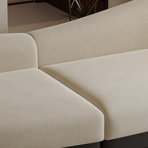 Vinson Beige Teddy Fleece Simple Curved Creative 3 Seater Sofa Designer Couch