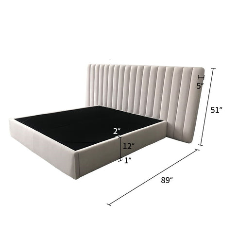 Walvia Velvet Fabric Luxury Wide Headboard Bed Frame
