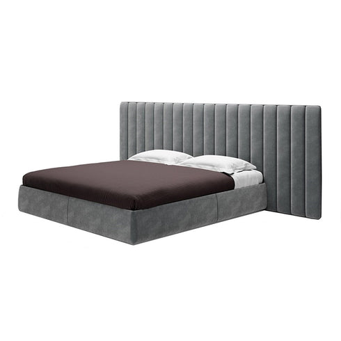 Walvia Velvet Fabric Luxury Wide Headboard Bed Frame