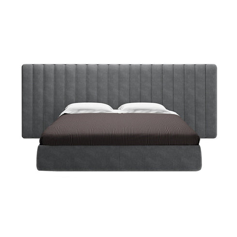 Walvia Velvet Fabric Luxury Wide Headboard Bed Frame