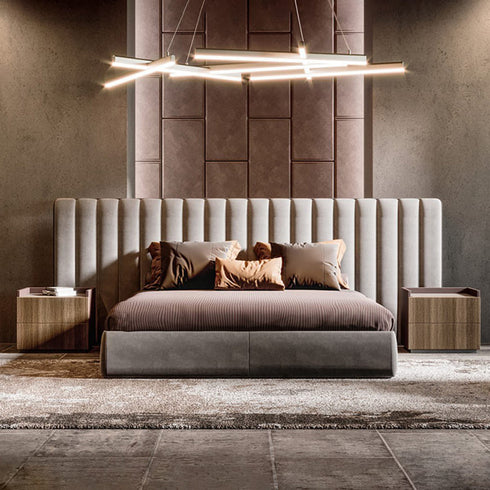 Walvia Velvet Fabric Luxury Wide Headboard Bed Frame