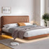 Warren Stripe Headboard Calf Leather Floating Bed Frame