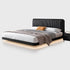 Warren Stripe Headboard Calf Leather Floating Bed Frame