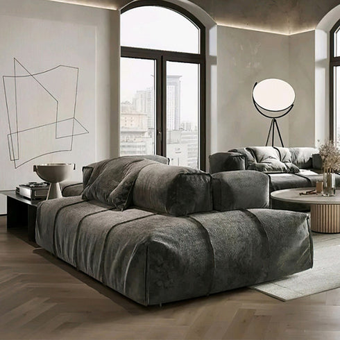 Wesley Suede Fabric Modular Couch Modern Corner Sofa