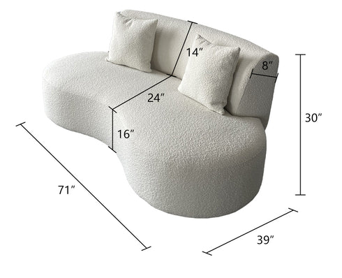 Alva Boucle Shaped Loveseat Sofa Curved Upholstery Couch
