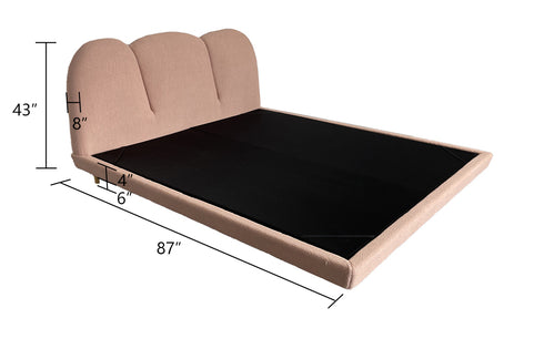 Ean Velvet Fabric Cloud Shape Headboard Floating Bed Frame