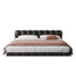 Corolla Calf Leather Grid Headboard Floating Bed Frame