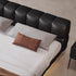 Corolla Calf Leather Grid Headboard Floating Bed Frame