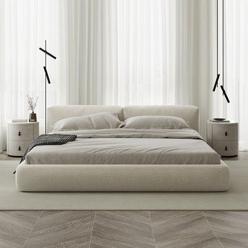 Amos Boucle Contemporary Rectangular Headboard Bed Frame