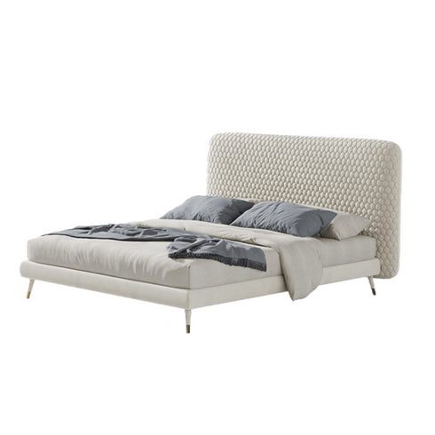 Sadie Velvet Fabric Minimalist High Headboard Bed Frame
