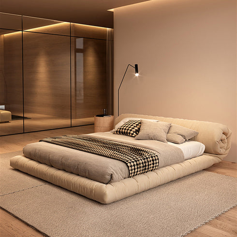 Cayden Suede Fabric Soft Backrest Bag Bed Frame