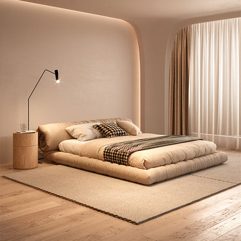 Cayden Suede Fabric Soft Backrest Bag Bed Frame