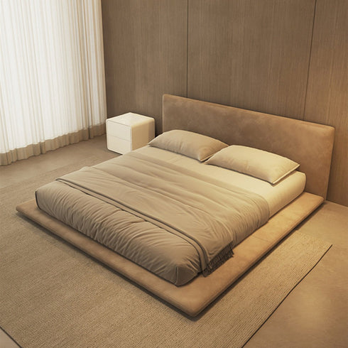 Cesar Suede Fabric Contemporary Minimalist Bed Frame