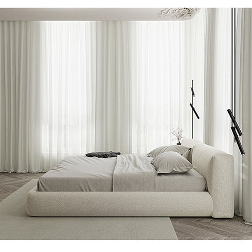 Amos Boucle Contemporary Rectangular Headboard Bed Frame