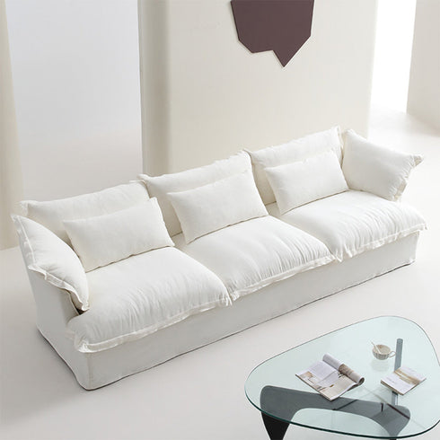 Jenny White Fabric 3 Seater Arm Sofa Slipcovered Couch