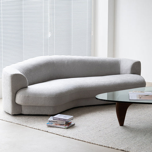 Glen Velvet Fabric Curved 3 Seater Sofa Shaped Upholstery Couch