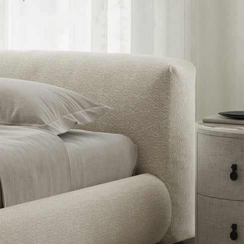 Amos Boucle Contemporary Rectangular Headboard Bed Frame