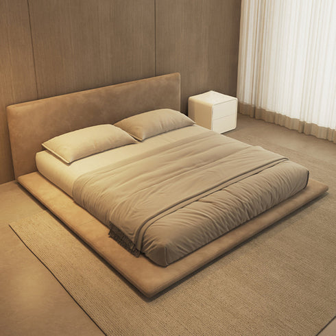 Cesar Suede Fabric Contemporary Minimalist Bed Frame
