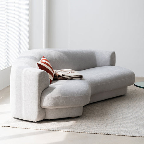 Glen Velvet Fabric Curved 3 Seater Sofa Shaped Upholstery Couch