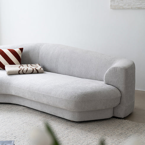 Glen Velvet Fabric Curved 3 Seater Sofa Shaped Upholstery Couch