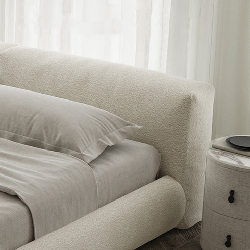 Amos Boucle Contemporary Rectangular Headboard Bed Frame