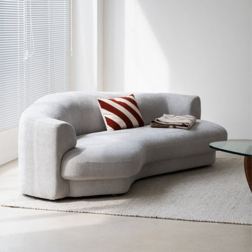 Glen Velvet Fabric Curved 3 Seater Sofa Shaped Upholstery Couch