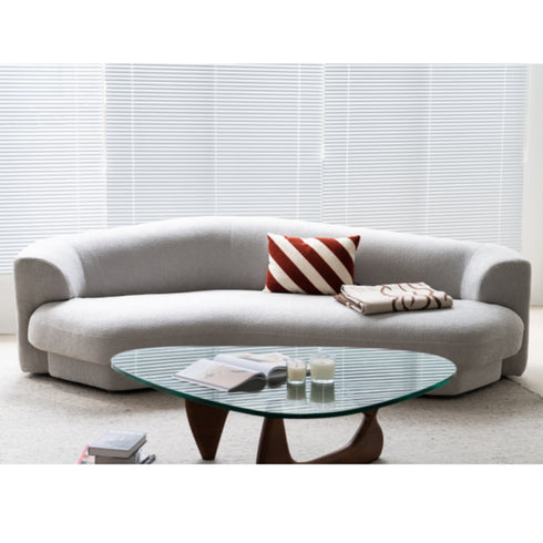 Glen Velvet Fabric Curved 3 Seater Sofa Shaped Upholstery Couch