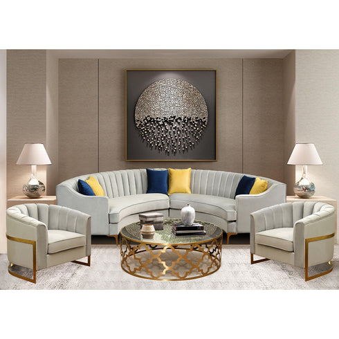 Arne Gray Velvet Multi Seater Sofa Sectional Couch