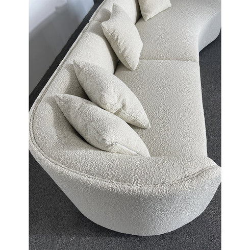 Gene Boucle Round Shaped 4 Seater Sofa Luxury Interior Curved Couch