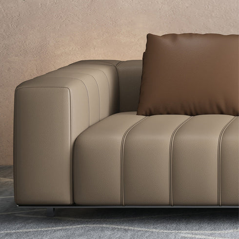 Barry Brown Microfiber leather Luxury Arm Sofa 4-Seater Designer Couch